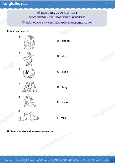 Tổng hợp 5 đề thi học kì 2 Tiếng Anh 2 english discovery có đáp án